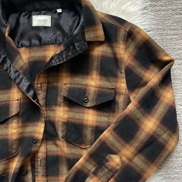 7 Diamonds Men's Orange Plaid Flannel - Picture 4 of 6